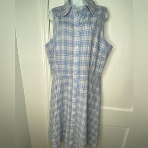 Leslie Fay Sleeveless Blue/Orange Plaid Dress A line Dress